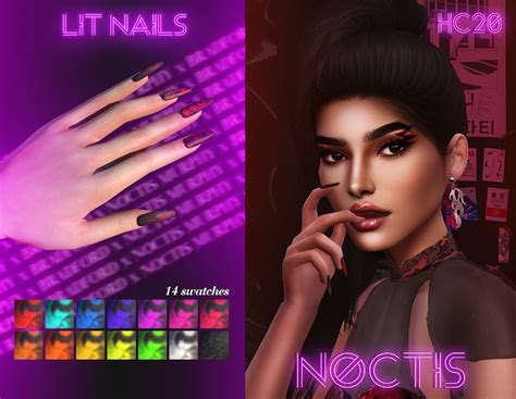 Lit Nails Hc20 Murphy X Bradford X Noctis Cc Nails Sims 4 Nails
