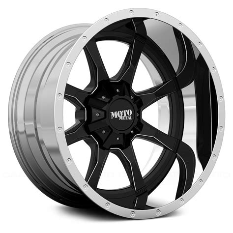 Moto Metal Mo201 Wheel Rim Black Milled Chrome 20x10 5x127 5x55 5x139