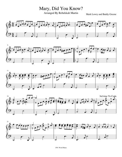 Kathy mattea sheet music to download and print world center of. Mary, Did You Know? Sheet music for Piano | Download free in PDF or MIDI | Musescore.com