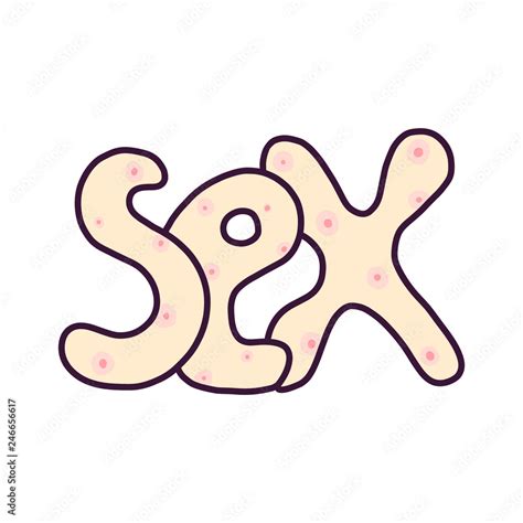 Sex Word Hand Drawn Lettering With Illustration Cartoon Style Stock Vektorgrafik Adobe Stock
