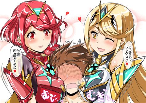 Pyra Mythra And Rex Xenoblade Chronicles And 1 More Drawn By