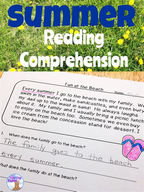 Summer Reading Comprehension Passages Reading Comprehension Passages