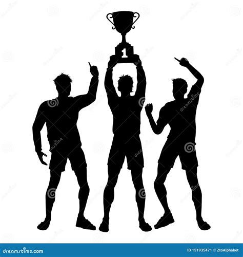 Trophy Teamwork Winners Celebrate Stock Vector Illustration Of Crowd