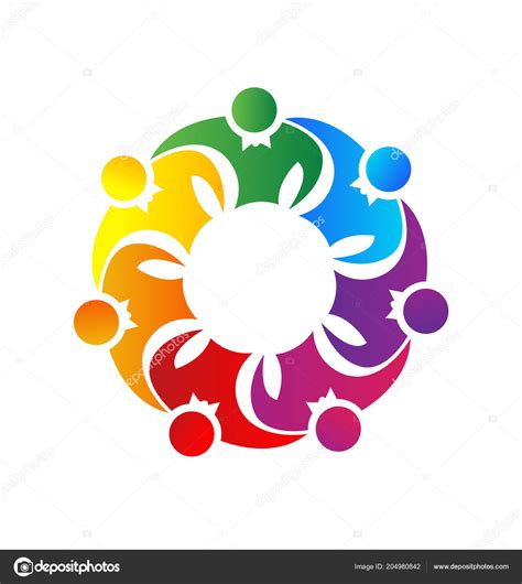 Team Of People Together Unity Vector Logo Symbol Stock Vector Image By