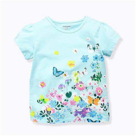 Toddler Girl Summer Tops Casual Flower Printed Shirts For Kids Soft