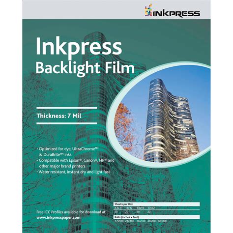 Inkpress Media Backlight Film 85 X 11 5 Sheets Ibf85115 Bandh