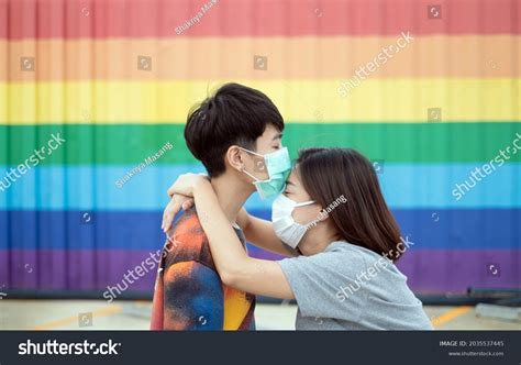 Стоковая фотография 2035537445 Asian Lesbian Couple Kissing On Forehead Shutterstock