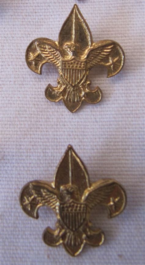 Lot Of 2 Vintage Boy Scout Pins Trefoil Fleur De Lis Eagle Shield Bsa