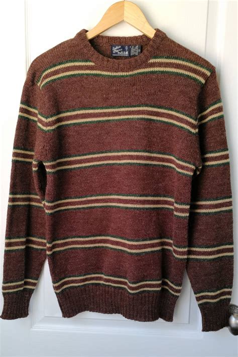 Mens Vintage Sweater Wool Blend Crewneck Pullover Sweater Size Large