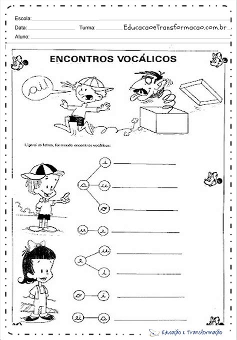 Atividade De Portugues 1 Ano Encontro Vocalico Educa