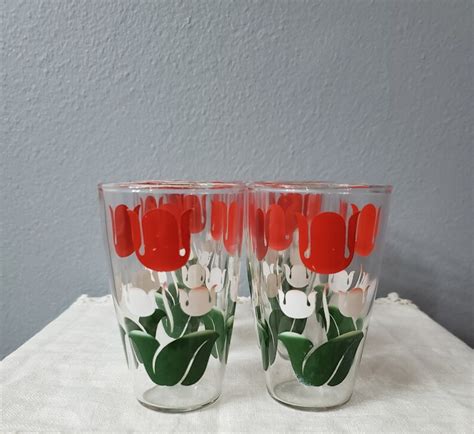 Vintage Tulip Juice Glasses Set Of 6 Etsy