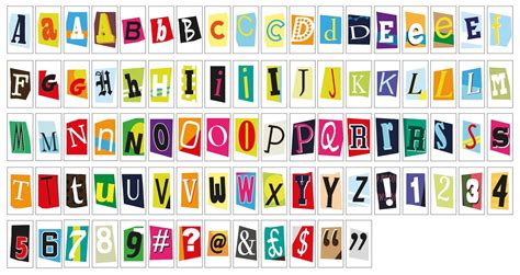 85 Pieces Of Ransom Style Colourful Letters Pack For A5 Cinema Lightbox