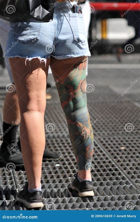tattooed leg editorial stock image image of lifestyle 289610659
