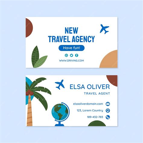 Premium Vector Hand Drawn Travel Agency Horizontal Business Card