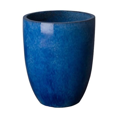 Emissary 19 In Dia Tall Round Blue Ceramic Planter 0552bl 2 The Home