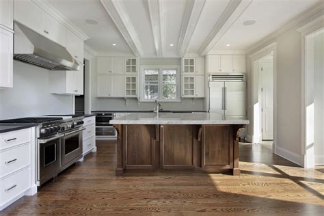 The counter acts as a workstation, which can be used for a variety of purposes including cooking and dining. 31 "New" Custom White Kitchens with Wood Islands