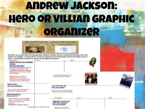 Andrew Jackson Hero Or Villian Graphic Organizer Teaching Resources