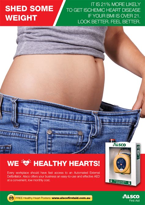 Aed Heart Health Poster Lose Weight Alsco First Aid