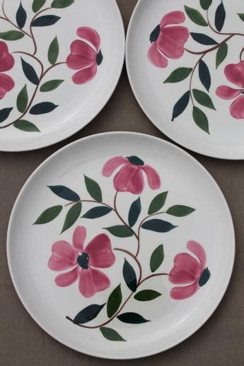Pink Flowers Stetson Rio Vintage Hand Painted Pottery Dinner Plates