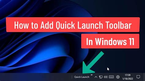 Windows 11 Add The Quick Launch Toolbar To The Taskbar Youtube