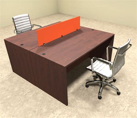 Two Person Orange Divider Office Workstation Desk Set Ot Sul Fpo2