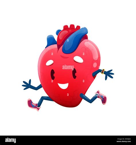 Cartoon Running Heart Personage Fitness And Exercises Sport Training