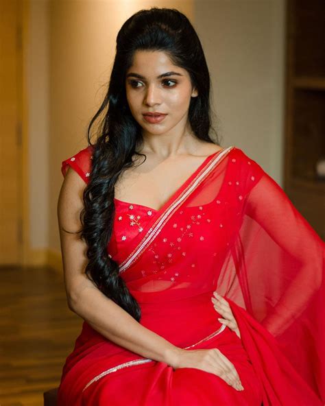 Divya Bharathi Stuns In Red Saree Stills At Bachelor Movie Thanks Meet