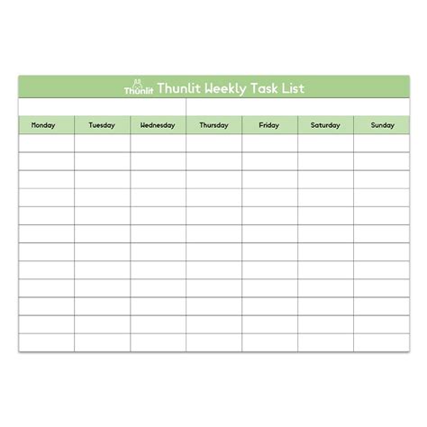 Thunlit Weekly Task List Template Arrange Week List Pdf For Students