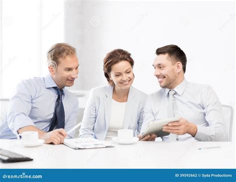 Business Team Having Fun With Tablet Pc In Office Stock Photo Image
