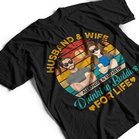 Husband And Wife Drinking Buddies For Life Flat Art Anniversary Vac Wander Prints™