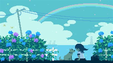 download cute pixel desktop rainbow wallpaper