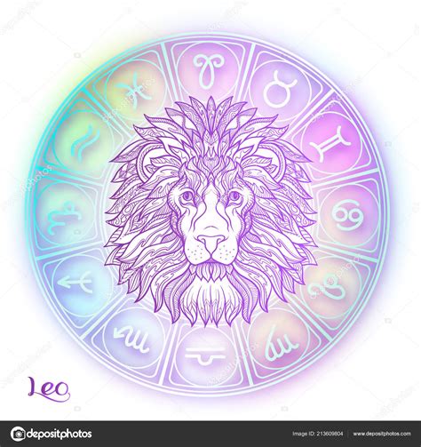 Leo Lion Zodiac Sign Astrological Horoscope Collection Violet Soft