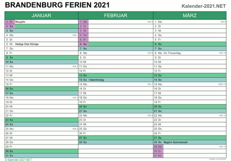 Kalender 2021 als pdf oder alternativ bild vom kalender 2021 ausdrucken. FERIEN Brandenburg 2021 - Ferienkalender & Übersicht