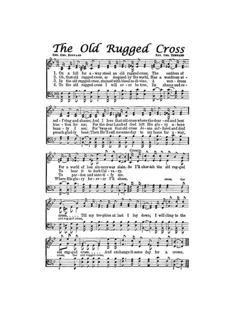 The Old Rugged Cross Hymn Digital Sheet Music Easter Christian Etsy