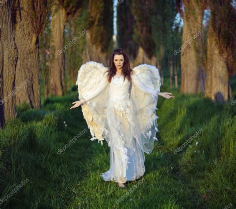 Marvelous Woman Angel In The Forest — Stock Photo © Konradbak 46740033