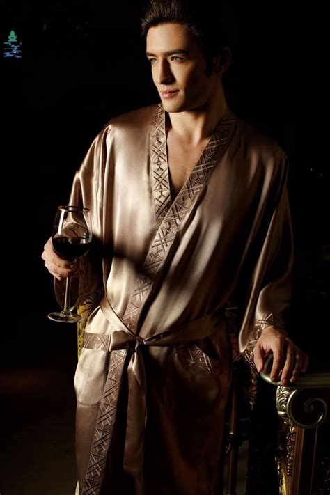 Men Silk Robe 100 Pure 19mm Silk Men Sleepwear Kimono Robe Mans