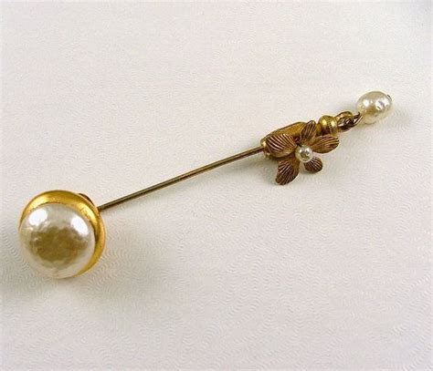 Miriam Haskell Vintage Baroque Pearl Stick Pin Etsy Baroque Pearls