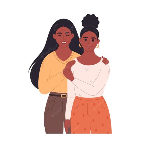 premium vector black lesbian couple hugging and smiling sweetheart couple together lgbt