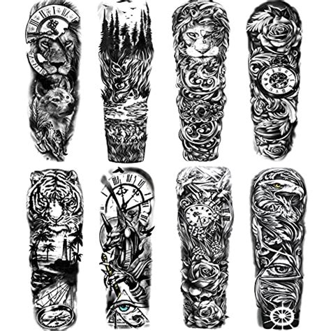 Colorful Sleeve Tattoos Stickers Full Arm Temporary Tattoos Sleeves