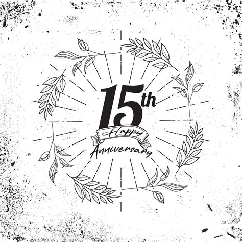 Lettering Greeting Happy 15th Anniversary Vintage Style 17069092 Vector