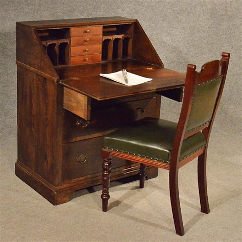 Antique Oak Bureau Writing Study Desk English Victorian C1900 359300