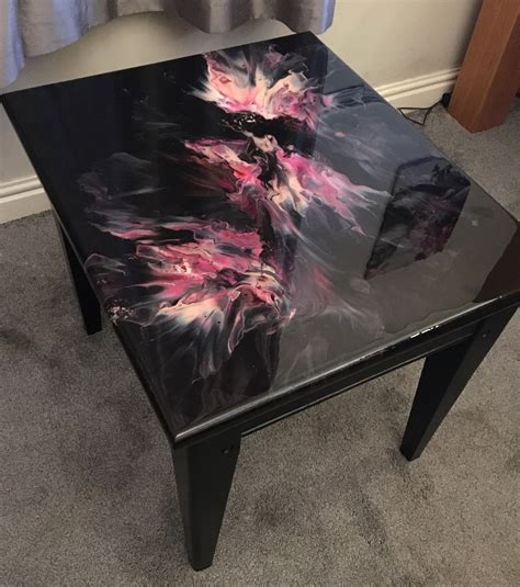 Side Table With An Acrylic Dutch Pour Covered In Epoxy Resin Etsy