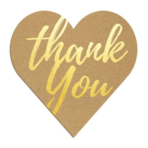 Gold Thank You Stickers Heart Townstix