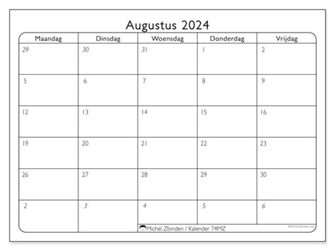 Kalender Augustus 2024 74 Michel Zbinden Nl