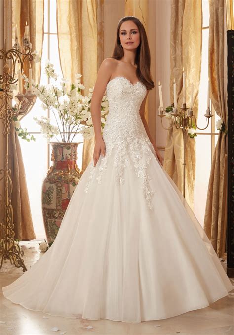 You'll find we have something for everyone. Beaded Lace Appliques on Organza Wedding Dress | Style ...