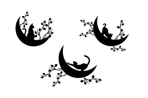 Cat Moon Floral Svg Graphic By St · Creative Fabrica