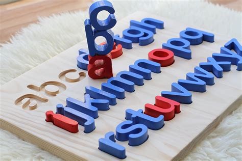 Lowercase Wooden Alphabet Letters Puzzle Tracing Letter Board Etsy