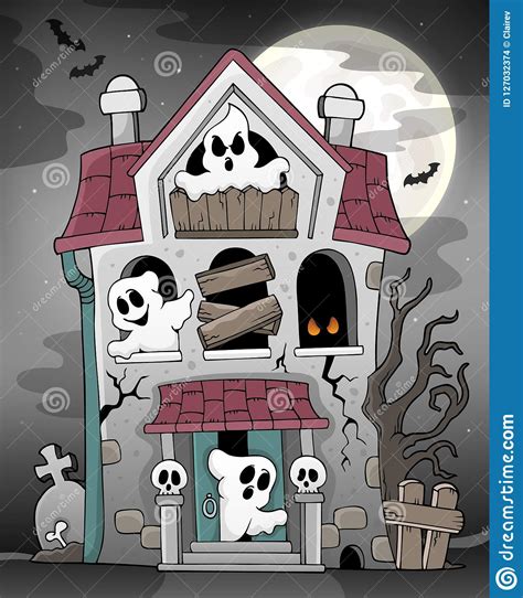 Haunted House With Ghosts Theme 3 Stock Vector Illustration Of