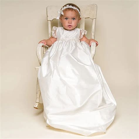 Cute Infant Girls Baptism Gown Baby Girls Lace Christening Dress Floor