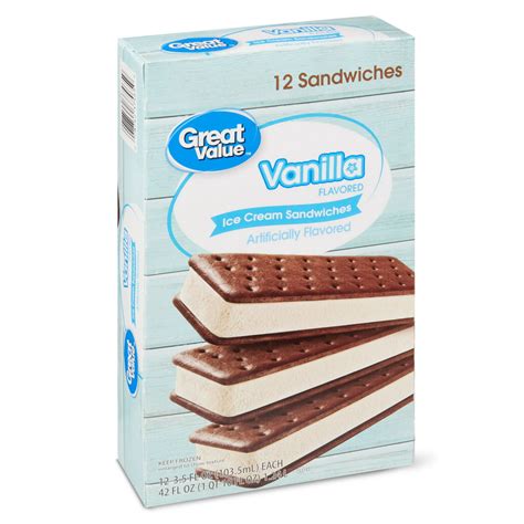 Great Value Vanilla Flavored Ice Cream Sandwiches 42 Oz 12 Count